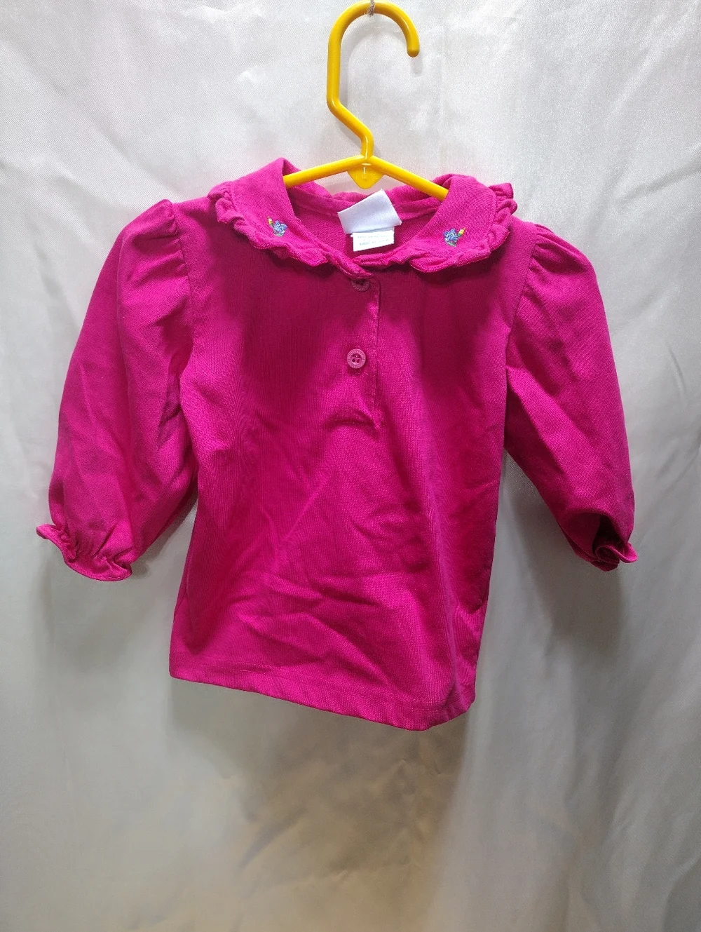 Vintage Baby OshKosh Bgosh Pink Long Sleeve Flower Polo Shirt Girl 3-6M USA Made